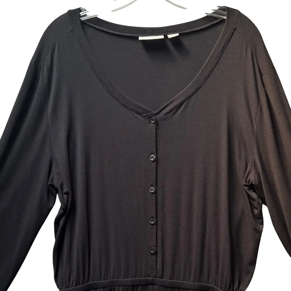 Nordstrom Lingerie Button Bodice Modal One Piece Lounger Romper Women M Black